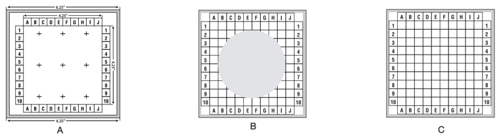 Three grid pattern options shown in a row